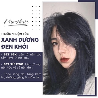 SET THUỐC NHUỘM TÓC XANH DƯƠNG ĐEN KHÓI( CÓ OXI VÀ BAO TAY CHUNG SET)
