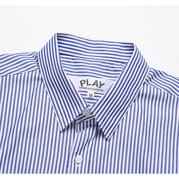 Play comme des garcons CDG Áo Sơ Mi Tay Ngắn Kẻ Sọc Phong Cách Đường Phố Nhật Bản Cho Nam Và Nữ