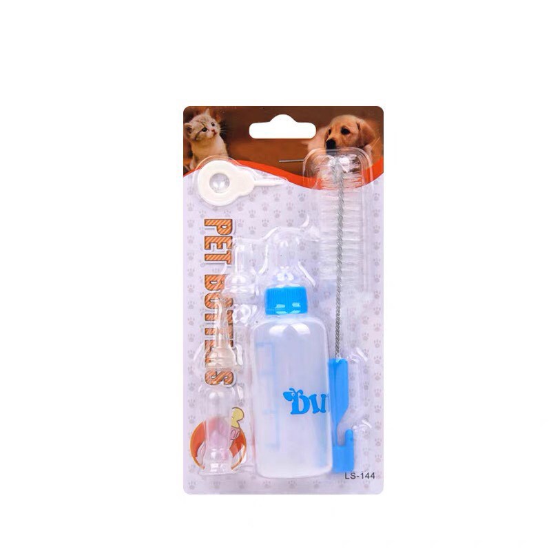 Bình Ti Bình Sữa Chó Mèo Sơ Sinh 60ml bao gồm 5 núm ti và vây cọ bình