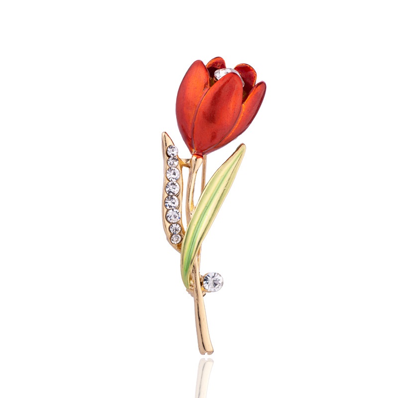 Trâm cài áo phối hình hoa tulip đính đá thời trang cho nữ