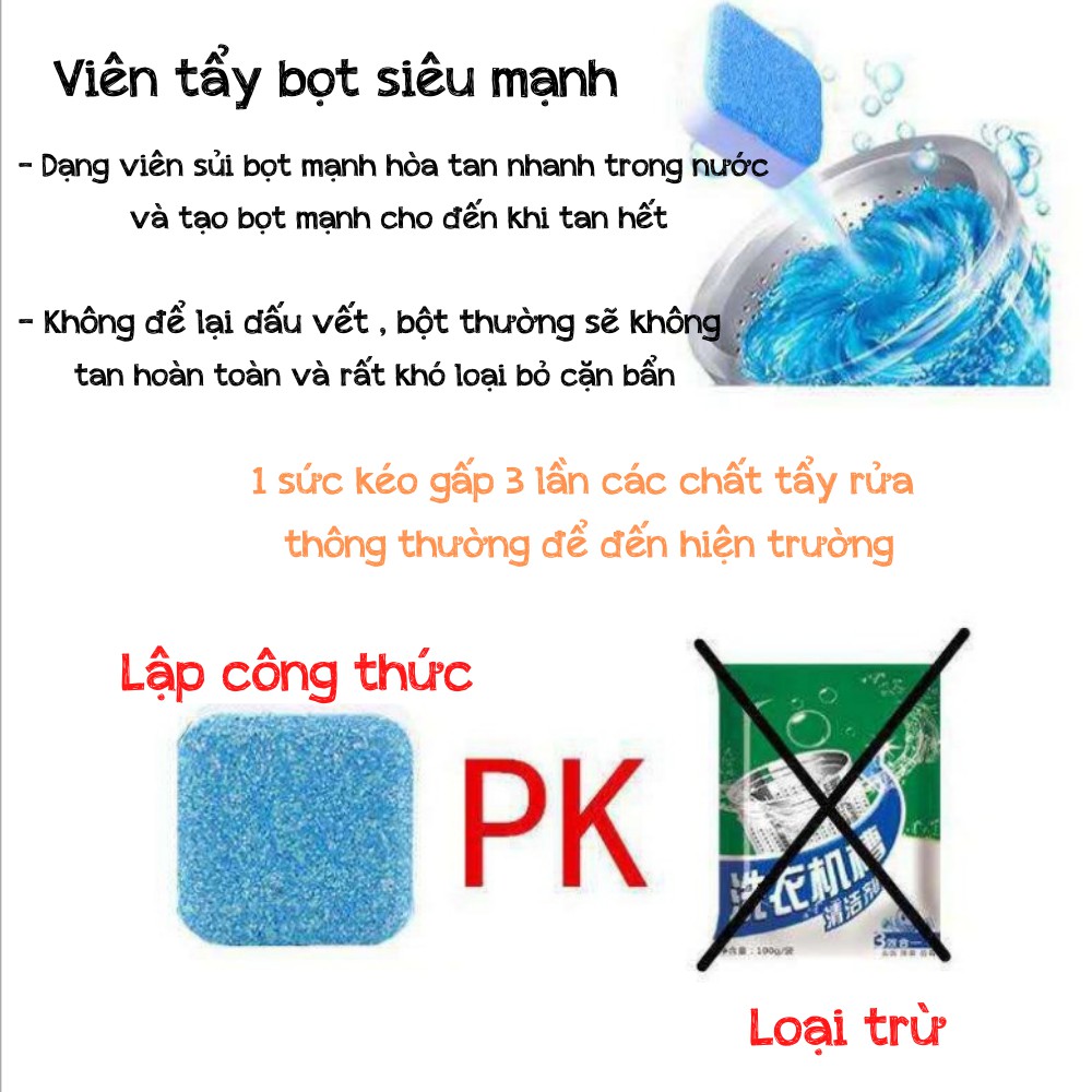 Viên tẩy lồng máy giặt , viên tẩy vệ sinh lồng máy giặt diệt khuẩn tẩy chất cặn máy giặt hiệu quả TIME HOME