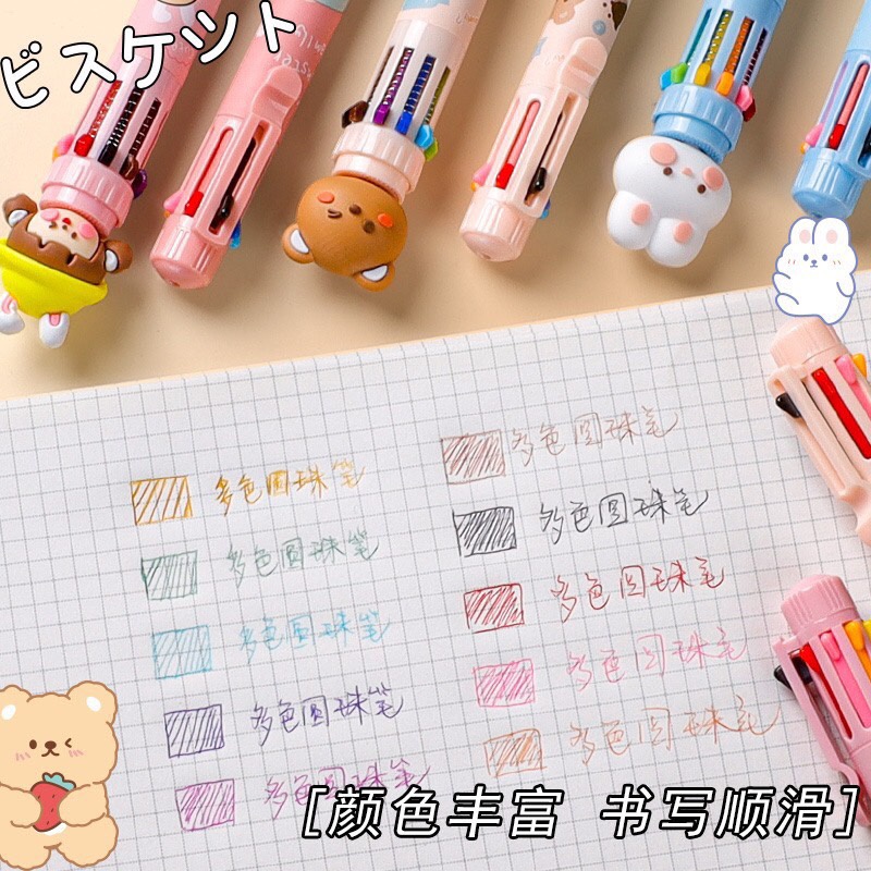 Bút bi 10 ngòi full hộp- Loại đẹp-mực đều-nhiều màu giúp ghi nhớ tốt