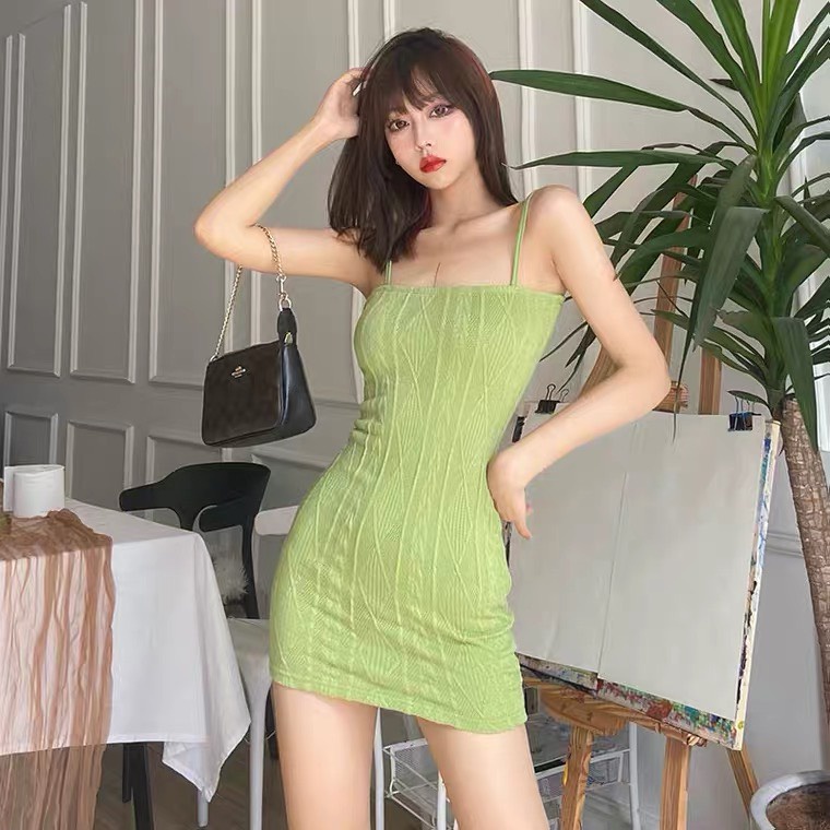 Váy Len Body Slim Hai Dây Tôn Dáng