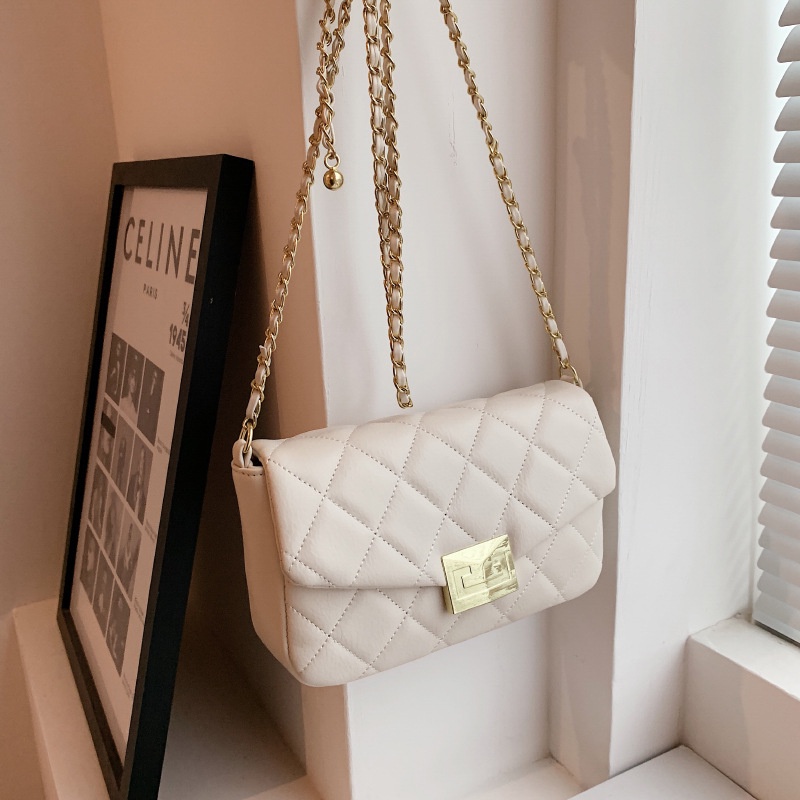 Túi Đeo JASMIN NOIR Chéo Họa Tiết Kẻ Sọc Phối Dây Xích Chần Bông Cho