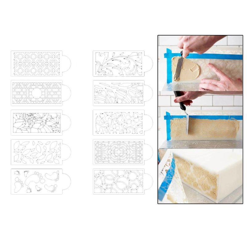 Set 10 Khuôn Làm Bánh Họa Tiết Ren Rỗng Cho Tiệc Cưới / Sinh Nhật