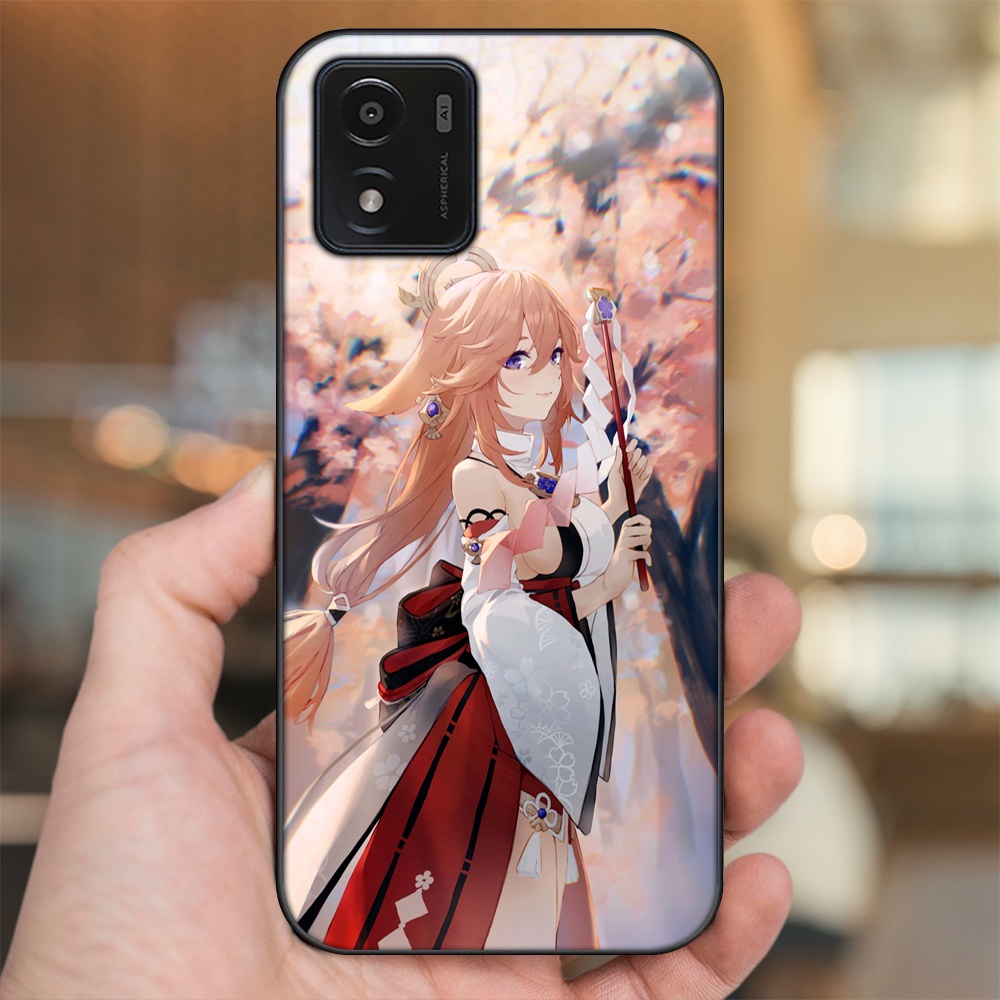 Ốp lưng Vivo Y01 viền đen in hình Yae Miko Genshin Impact
