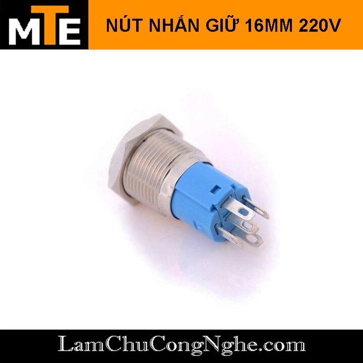 Nút nhấn giữ - nút nguồn có led 16mm 220V Xanh lá, Đỏ