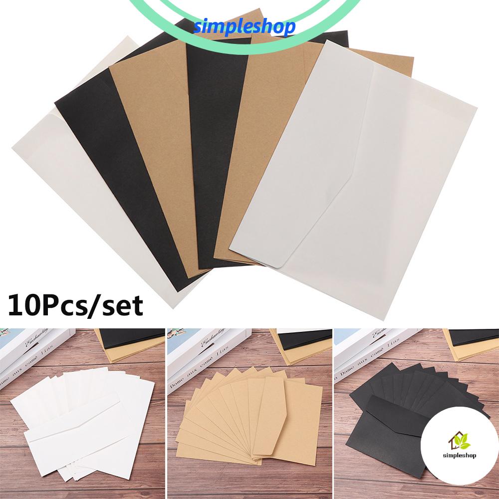 ❀SIMPLE❀ 10Pcs DIY Kraft Envelopes Office Supplies Greeting Card Wedding Invitation Business Gift European Style Craft Stationary Vintage Kraft Paper/Multicolor