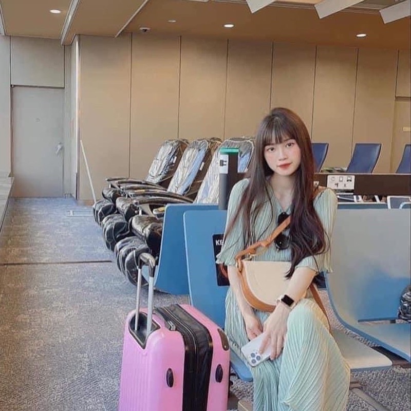 Váy maxi xếp li xanh chun eo co giãn Zara (kèm ảnh thật)