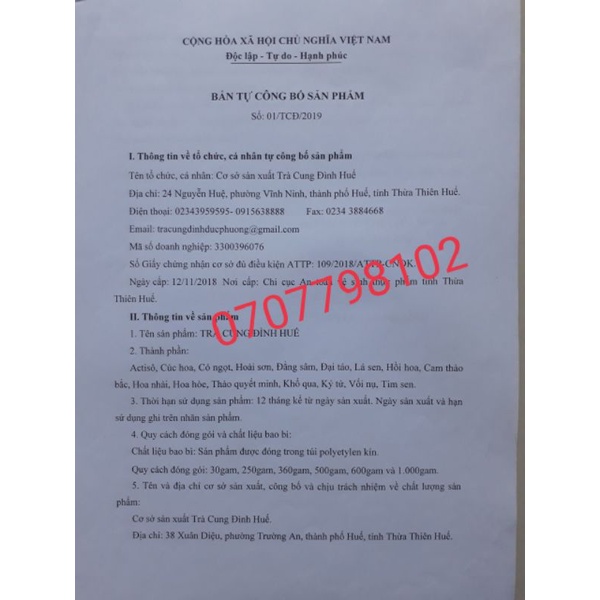 Trà cung đình Đức Phượng 500g_ Huế.