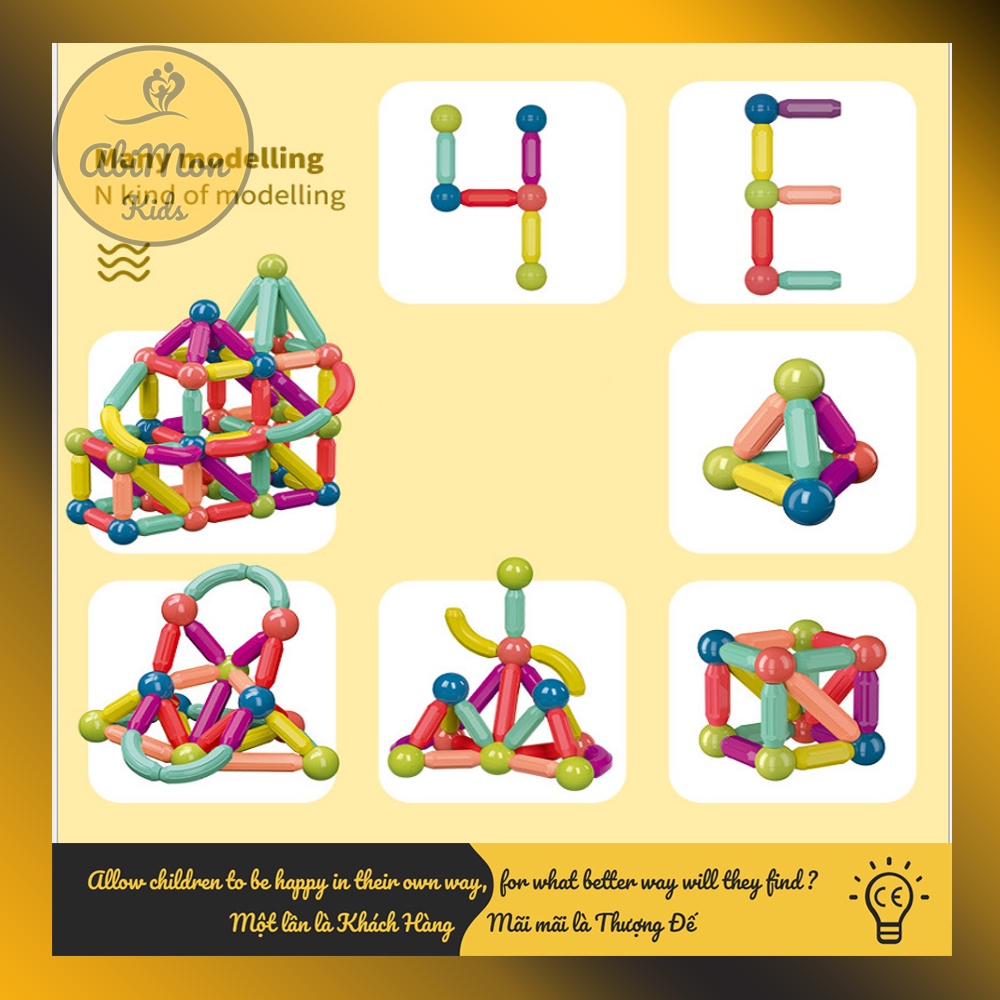 Bộ Xếp Hình Nam Châm Cho Bé (36 chi tiết) ☘️ Montessori cao cấp ✨ (Đồ chơi Gỗ - Giáo Dục - An toàn - Thông minh)