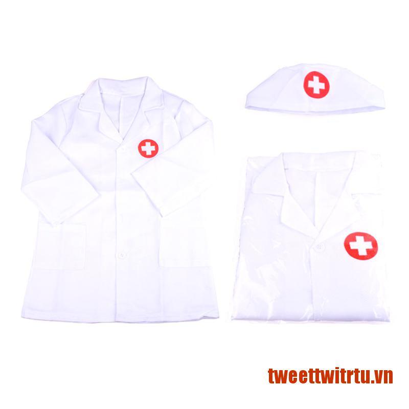 TRITU 1 Set Children's Clothing Role Play Costume Doctor's Overall White Dress N