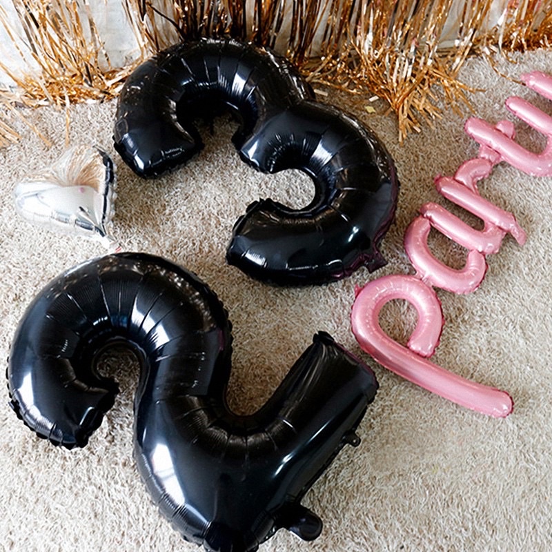 Bóng số cỡ lớn màu đen size 32" trang trí sự kiện, trang trí sinh nhật