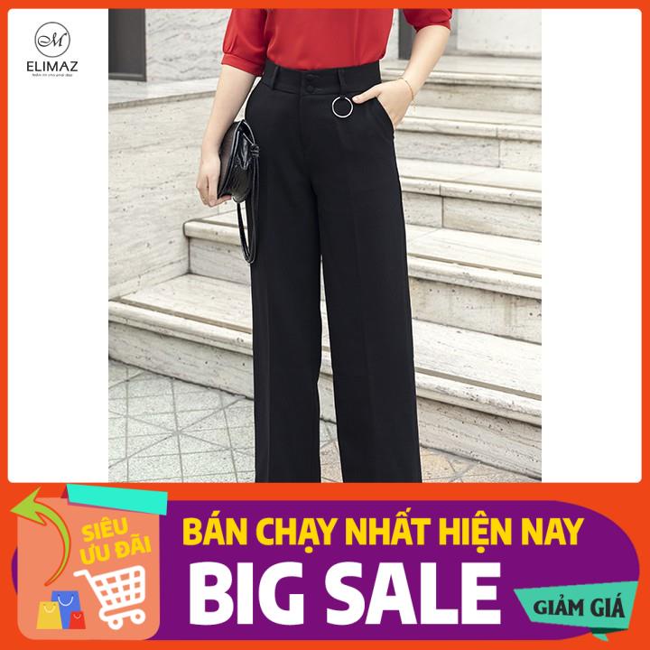 Quần tây nữ công sở Elimaz_EQ20.005 kiểu quần ống suông nữ cao cấp, chất liệu vải tuyết mưa đẹp. Trang trí đai tròn nhỏ