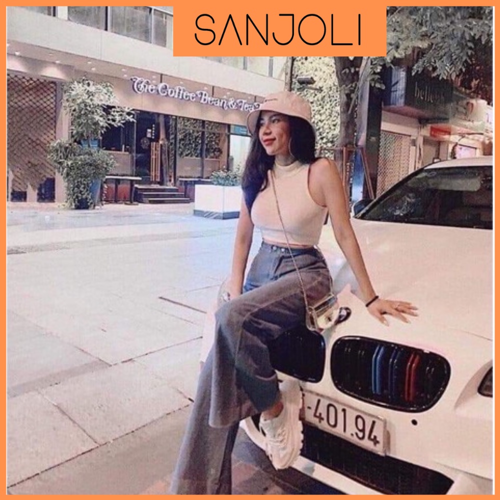 Áo Ba Lỗ Croptop SANJOLI Aos Crt Thiết Kế Ôm Body Kiểu Hở Vai Hàn Quốc Đẹp 2 màu Trắng Đen  AO041