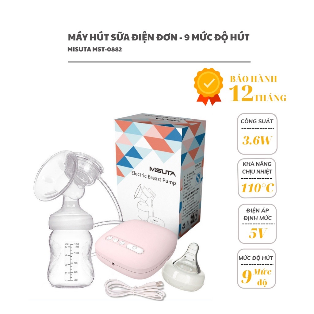 Máy hút sữa điện đơn MISUTA cao cấp chất lượng ổn định cho mẹ bỉm sữa