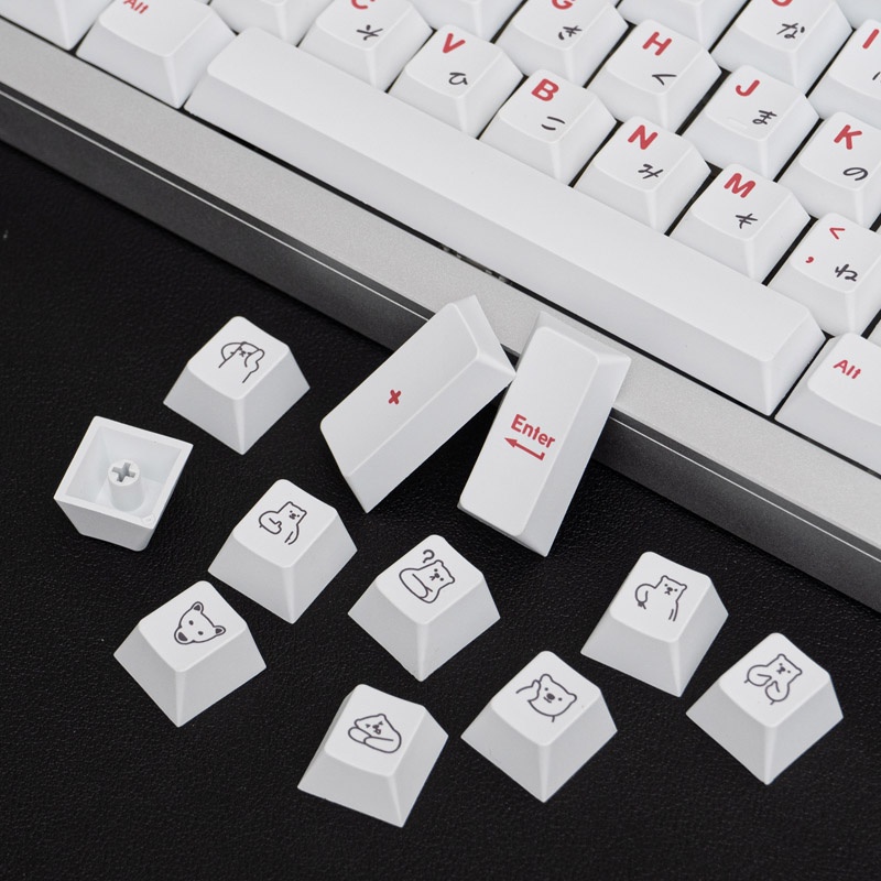 Bàn Phím 139 Phím PBT In Hình Gấu Trắng Phong Cách Nhật Bản Cho Bàn Phím Cơ 61 / 64 / 68 / 75 / 84