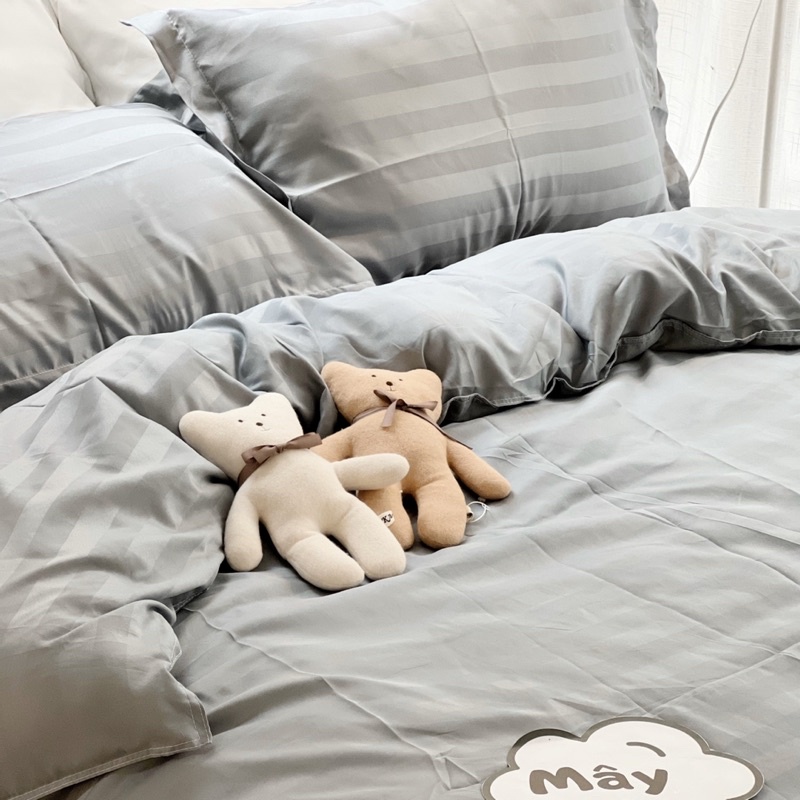 Bộ chăn ga gối COTTON 3F dùng cho khách sạn homestay nhà nghỉ MÂY BEDDING đủ màu xám be hồng trắng đủ kích thước nệm