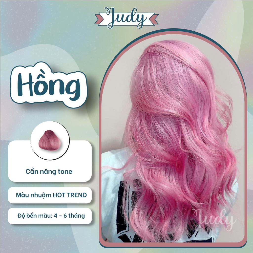 Thuốc nhuộm tóc màu HỒNG hot trend,Tặng kèm bộ giang tay và kem phát triển màu đầy đủ |JUDY HAIR