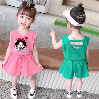 Set áo sát nách phối quần short mỏng thời trang hè cá tính cho bé gái