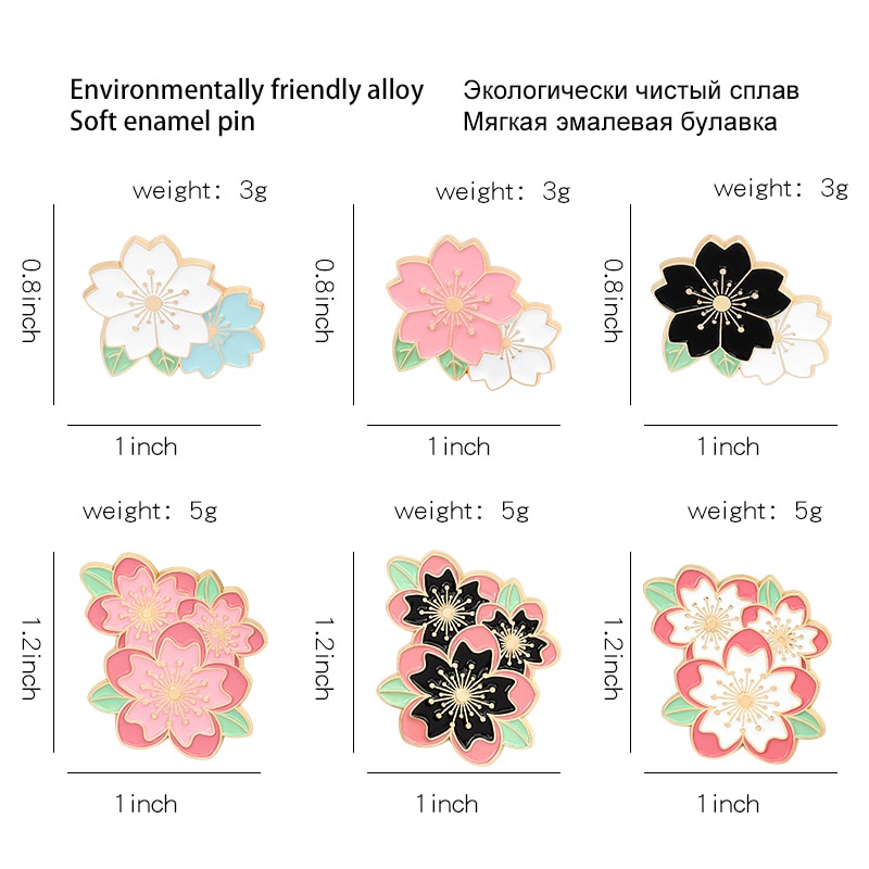 Huy hiệu cài áo hình hoa anh đào hoạt hình xinh xắn nữ tính