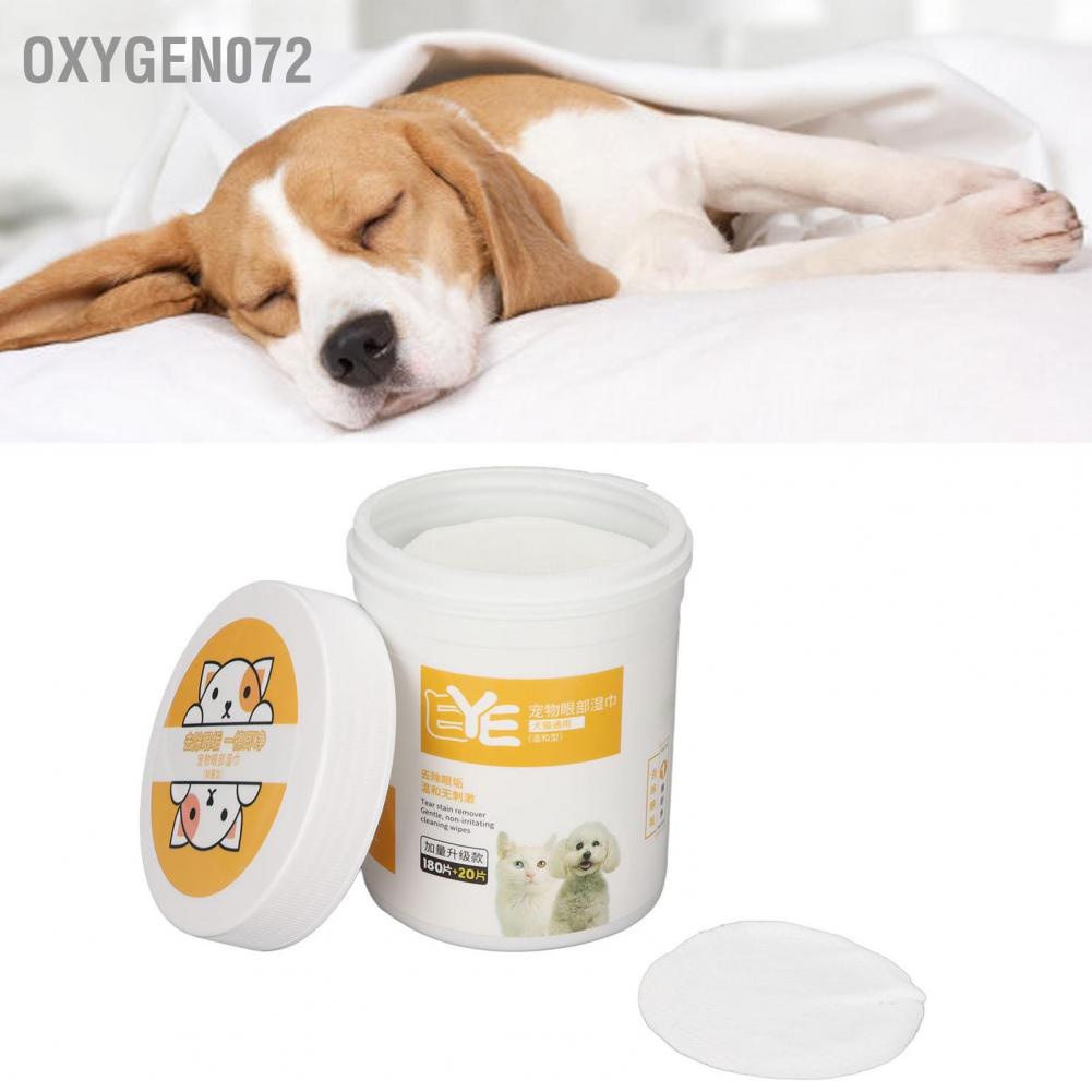Oxygen072 200 cái Khăn giấy lau mắt cho thú cưng Giữ ẩm dịu nhẹ vết rách Làm sạch khăn vệ sinh dành chó mèo