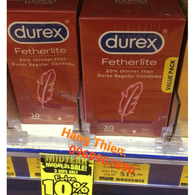 (Mẫu mới_Hàng Úc) Bao cao su mỏng nhất của Durex – Fetherlite Ultima