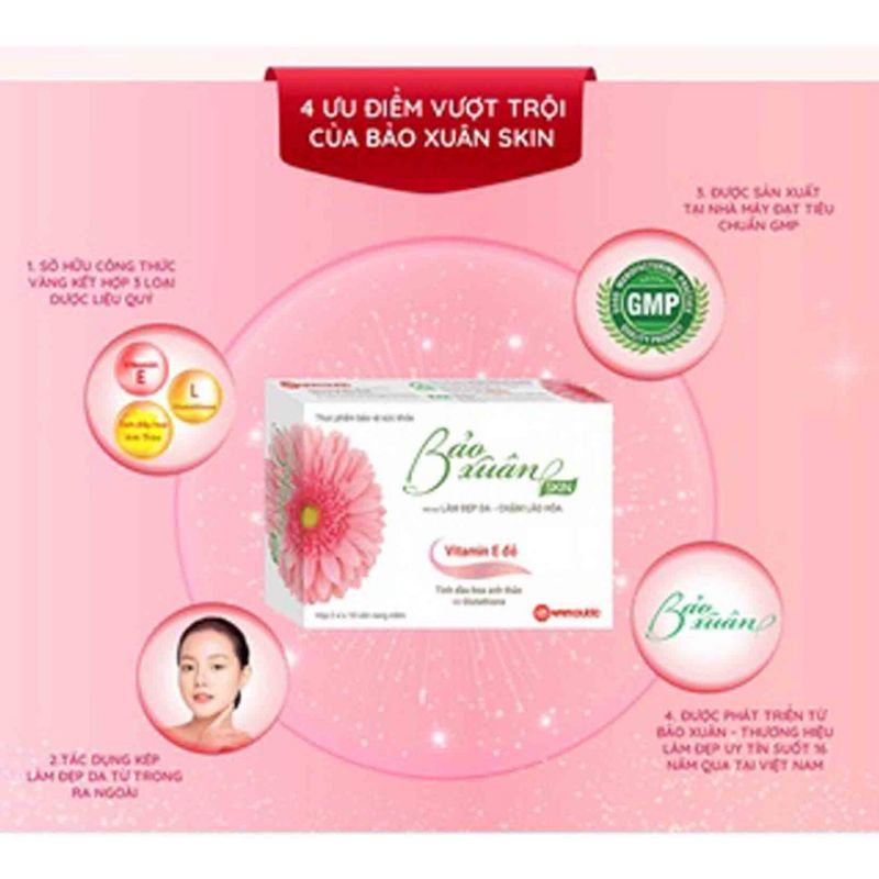 BẢO XUÂN SKIN VIÊN UỐNG ĐẸP DA hỗ trợ làm đẹp da, ngăn ngừa lão hóa