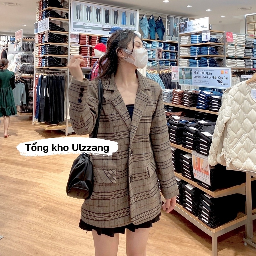 [ẢNH/VIDEO THẬT] Áo blazer dạ kẻ caro dày dặn 2 lớp phong cách Ulzzang trẻ trung | BigBuy360 - bigbuy360.vn