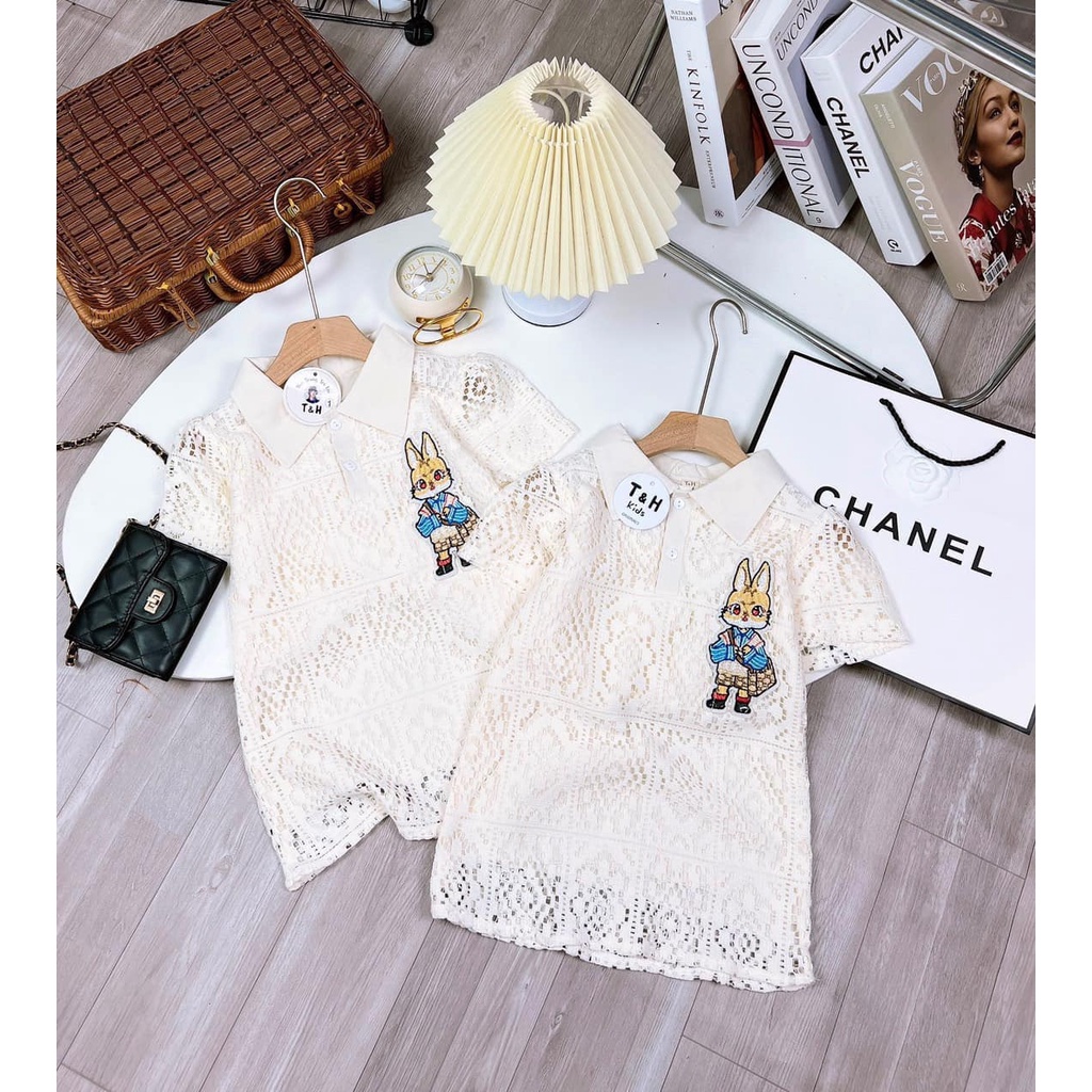 Thỏ, đầm ren cao cấp  thêu thỏ đi học cho bé size 10-30k