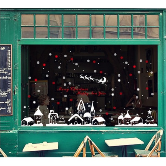 Decal trang trí Noel - Thành phố noel