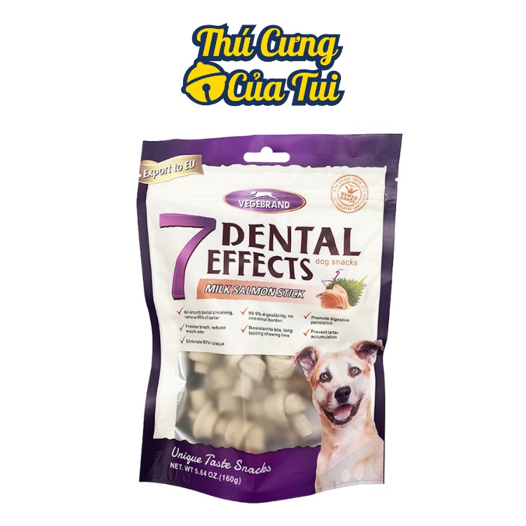 Xương Thưởng Cho Chó 7 DENTAL EFFECTS Snack Sạch Răng Thơm Miệng Cún Nhiều Vị Gói 160g - Thú Cưng Của Tui