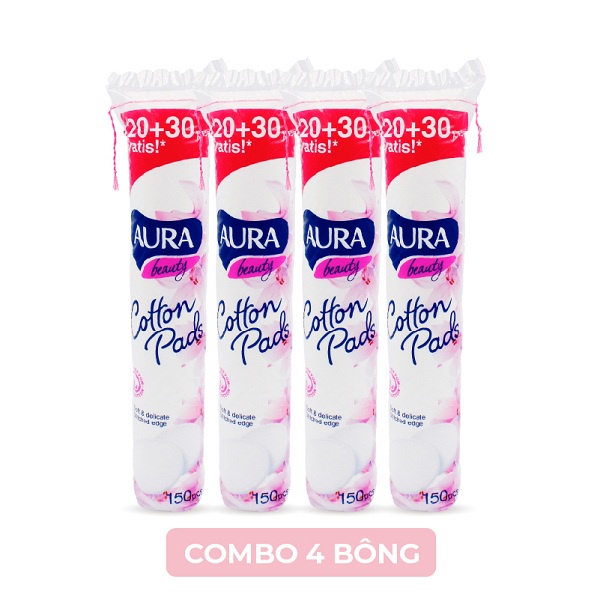 Combo 5 bông tẩy trang Aura 150 miếng/1 gói