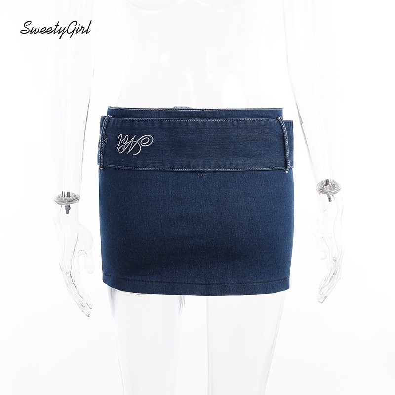Chân váy jean Ngắn Lưng Thấp Thời Trang Quyến Rũ Cho Nữ 2022
