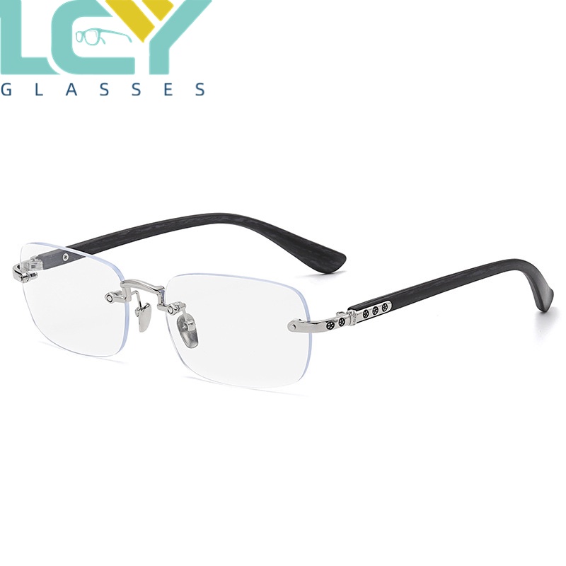 LCYY phiên bản Hàn Quốc của kính không gọng nam chống ánh sáng xanh gọng kính cổ điển giả gỗ-0 ° -5.0 °  6162