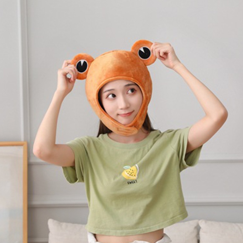 Mũ Trùm Đầu Giữ Ấm Tai Ếch Bông Màu Vàng Mới Lạ Dễ Thương