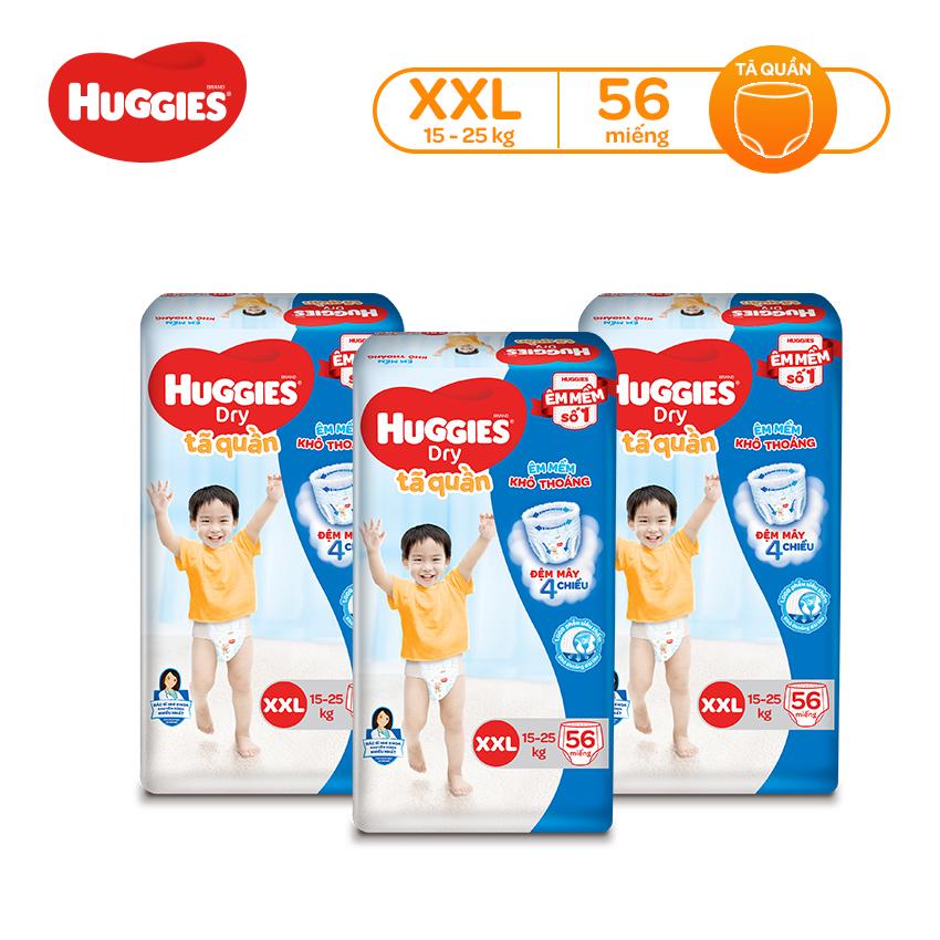 Combo 3 Tã quần Huggies Dry Super Jumbo M74/L68/XL62/XXL56