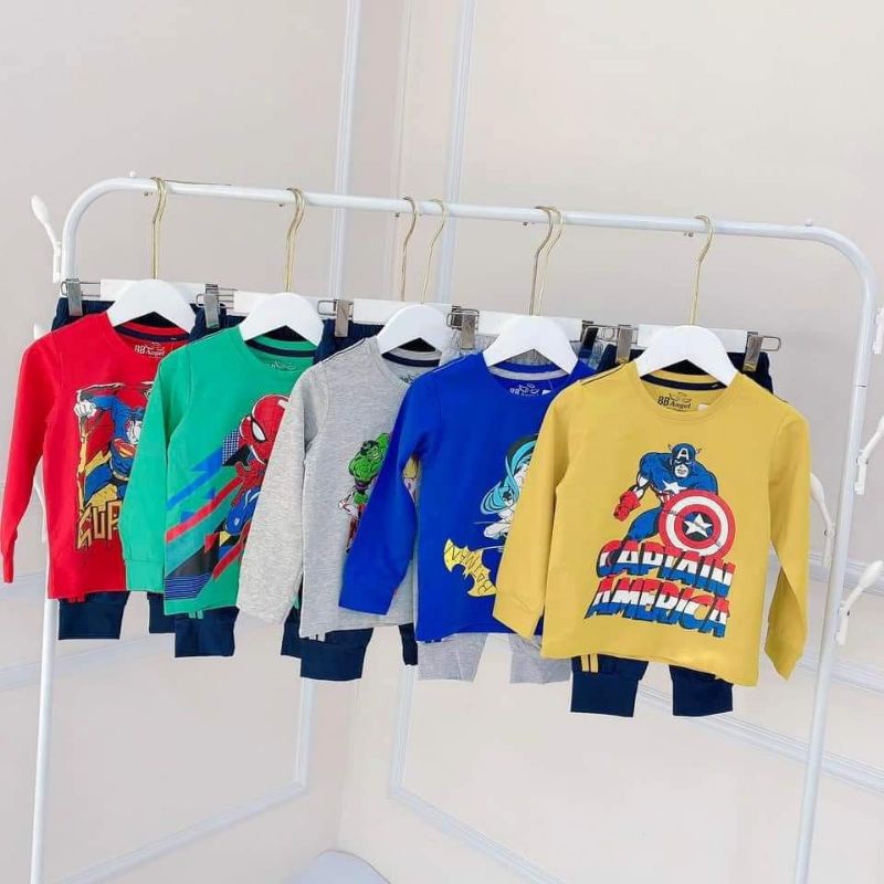 Bộ thu đông dài tay Bb Angel cho bé trai chất cotton Sài Gòn loại 1