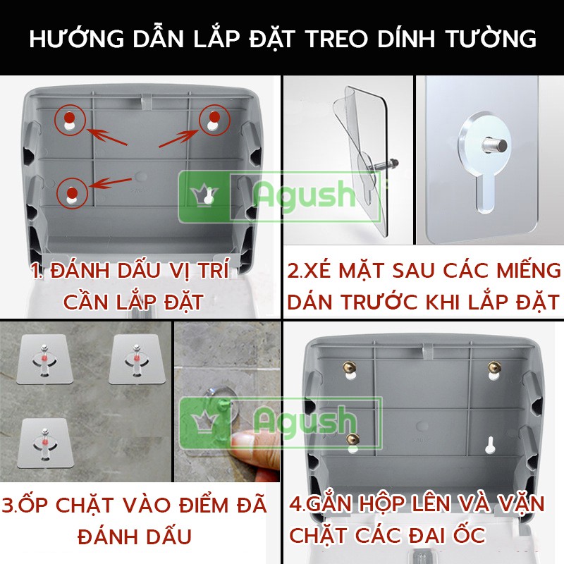 Hộp đựng khăn giấy rút vuông treo dán tường INTERHASA E6008 đa năng tiện lợi nhựa sang trọng nhà tắm vệ sinh toilet