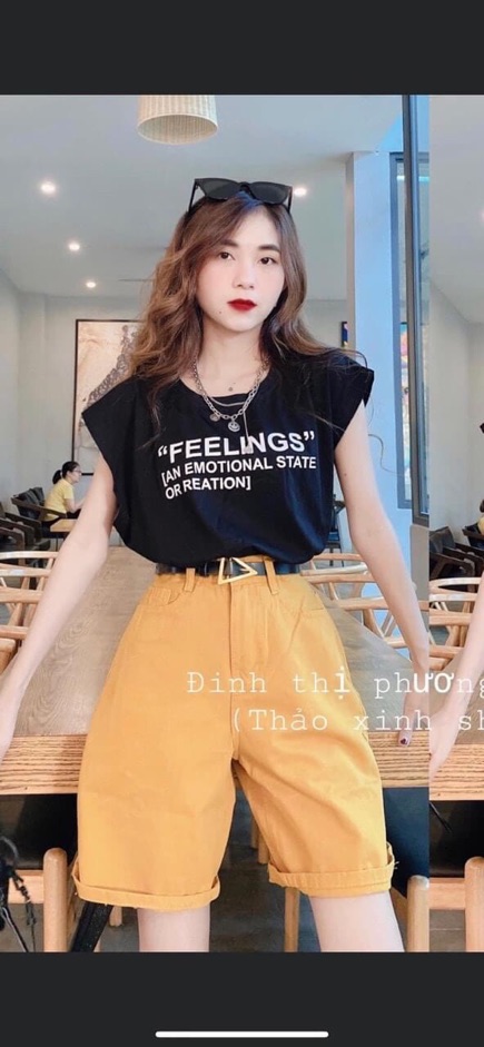 Quần short ngố lửng kaki màu pastel lưng cao ống rộng form ulzzang kèm ảnh thật