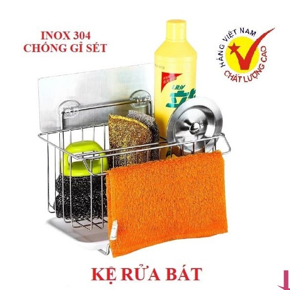 Giá Inox Để Rẻ Rửa Bát Có Khay Hứng Nước, Treo Khăn Dán Tường Tiện Lợi MP02