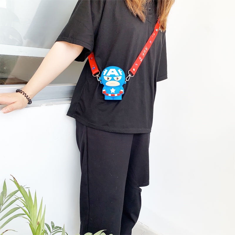Túi Đeo Chéo Mini Cho Bé - Túi Silicon Thiết Kế Họa Tiết Người Nhện, Siêu Anh Hùng, Mickey Dễ Thương, Cute Cho Bé
