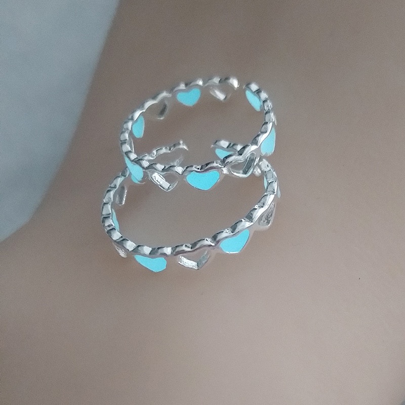 Nhẫn Nữ Hình Trái Tim Rỗng Dạ Quang Thời Trang Phong Cách Âu Mỹ Có Thể Điều Chỉnh