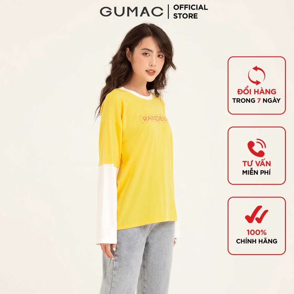[Mã WABRGUM giảm 10% tối đa 30K đơn 99K] Áo thun nữ thiết kế tay dài phối màu GUMAC phong cách hàn quốc ATB1132