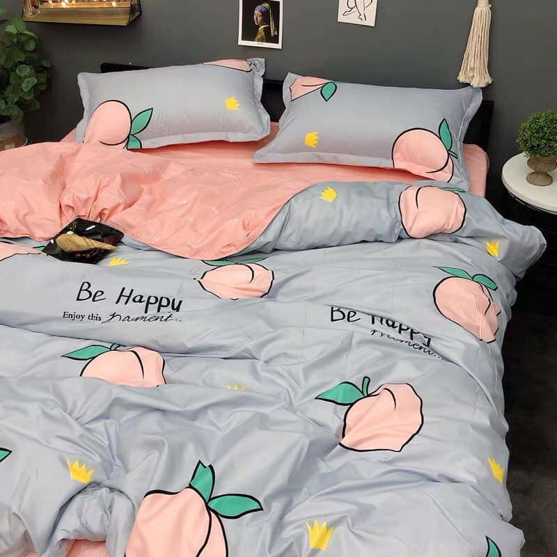 BỘ CHĂN GA KÈM GỐI NẰM COTTON POLY Đào Hồng