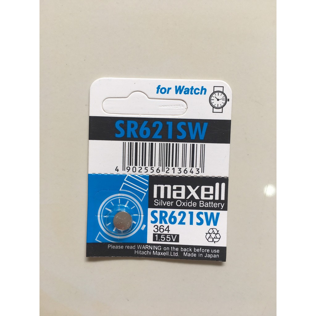 Vỉ 1 viên  pin  Maxell  SR621SW SR621 621 364 Nhật  Bản