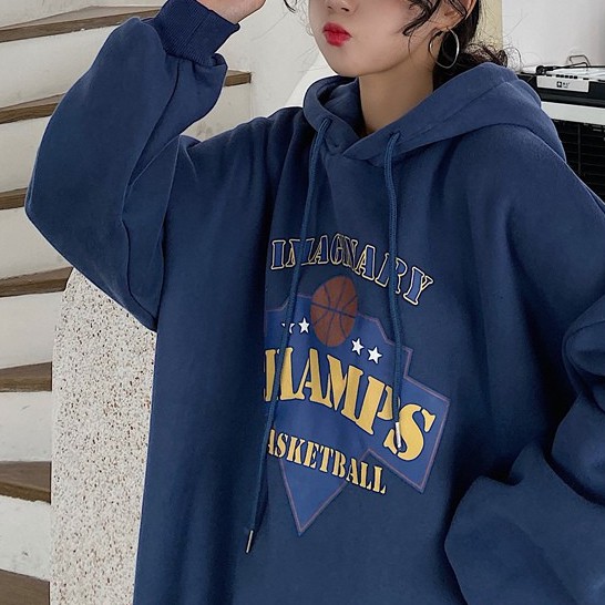 Áo hoodie nữ form rộng, áo hoodie nữ form rộng oversize có mũ màu xanh mặc nhà đi chơi đi học ulzzang hàn quốc