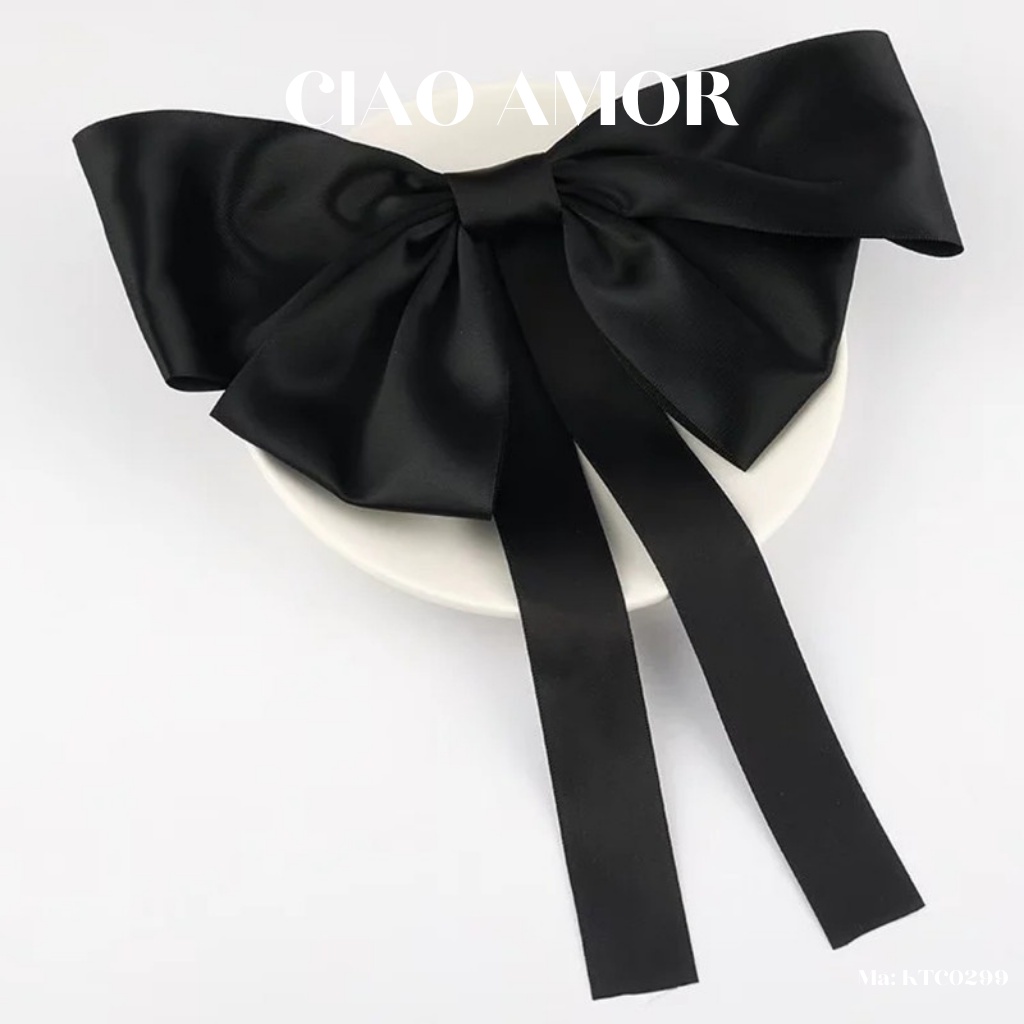 Kẹp tóc nữ, Kẹp tóc vải nơ bản có dây rũ Trang sức Ciao Amor Phụ kiện tóc - KTC0299