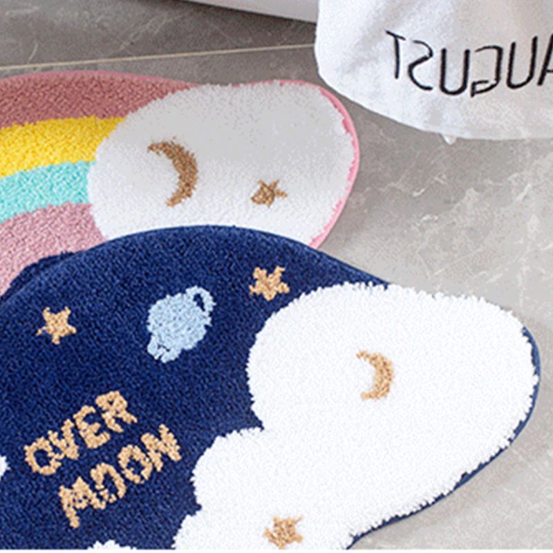 Xiangbao Thảm Lông Lót Cửa Ra Vào Dày Dặn Hấp Thụ Nước Chống Trượt Hình Bán Nguyệt Họa Tiết Bầu Trời Sao Cầu Vồng