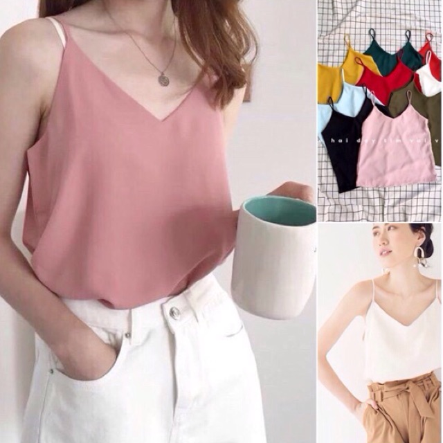 [Rẻ Vô Địch] Áo 2 dây voan trơn_có ảnh mộc